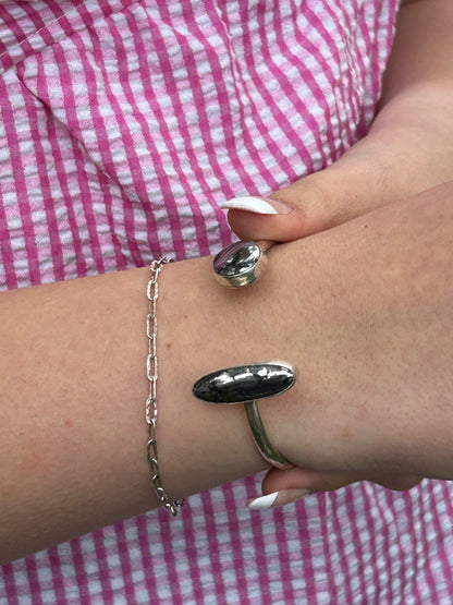 Hematite Sterling Silver Reverse Cuff Bracelet
