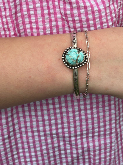 Handmade Godber Turquoise Sterling Silver Cuff Bracelet