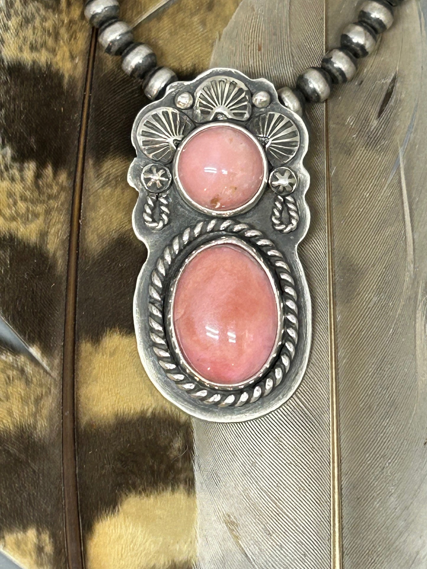 Natural Pink Opal Sterling Silver Desert Maiden Pendant