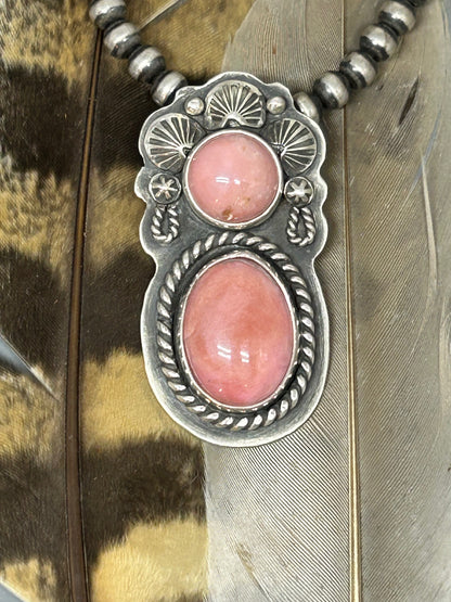 Natural Pink Opal Sterling Silver Desert Maiden Pendant