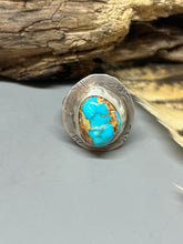 Load image into Gallery viewer, Royston turquoise set in sterling silver with a sterling silver adjustable band. 
