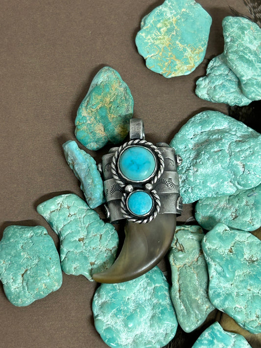 Bear Claw Pendant Sierra Bella Turquoise And Sleeping Beauty Turquoise