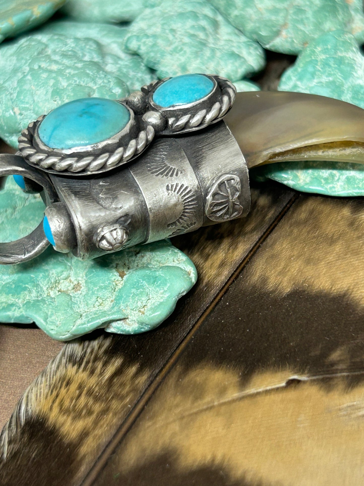 Bear Claw Pendant Sierra Bella Turquoise And Sleeping Beauty Turquoise
