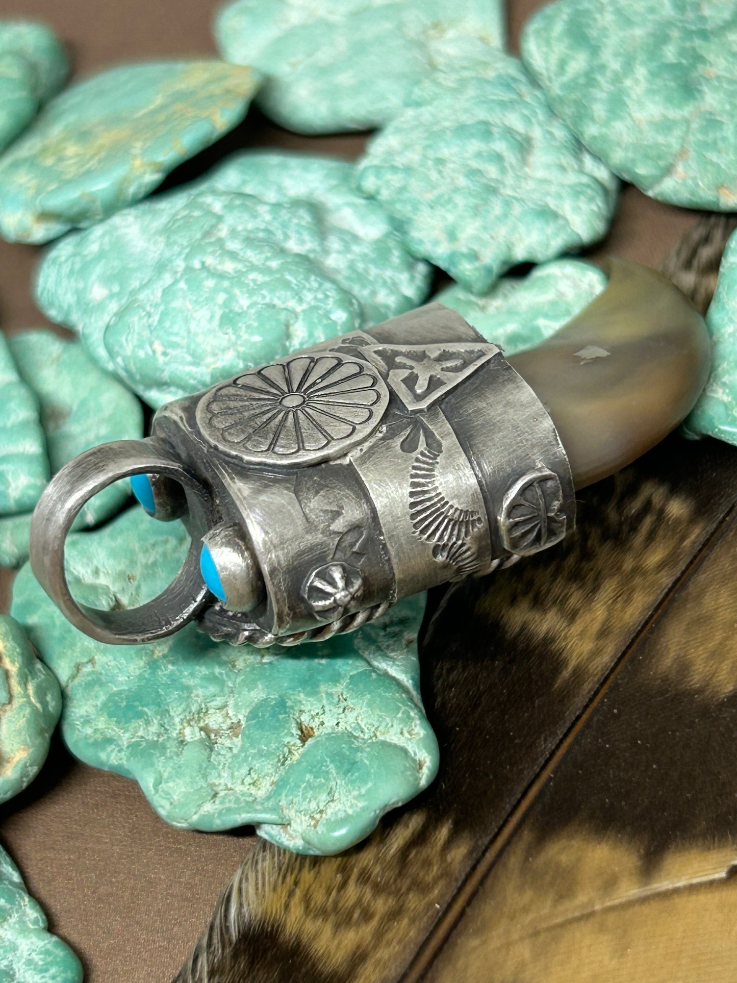 Bear Claw Pendant Sierra Bella Turquoise And Sleeping Beauty Turquoise