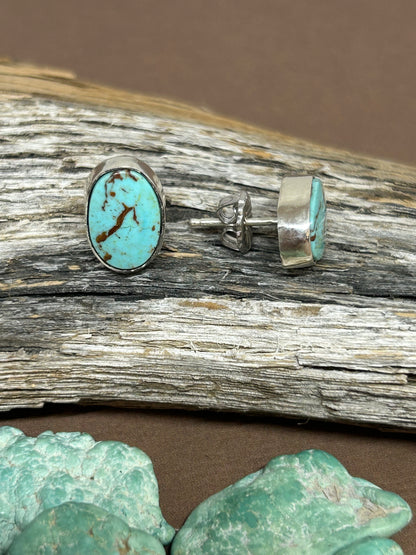 Kingman Turquoise Sterling Silver Studs
