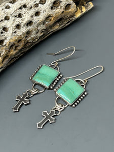 Eliza Turquoise Sterling Silver Cross Earrings