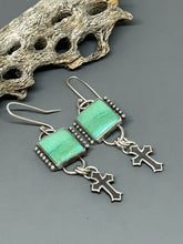 Load image into Gallery viewer, Eliza Turquoise Sterling Silver Cross Earrings
