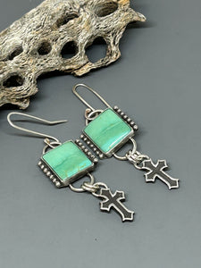 Eliza Turquoise Sterling Silver Cross Earrings