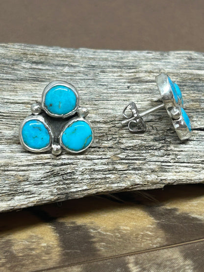 Kingman Turquoise Sterling Silver Stud Earrings