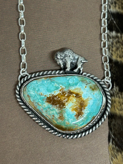 Royston Turquoise Buffalo Sterling Silver Necklace
