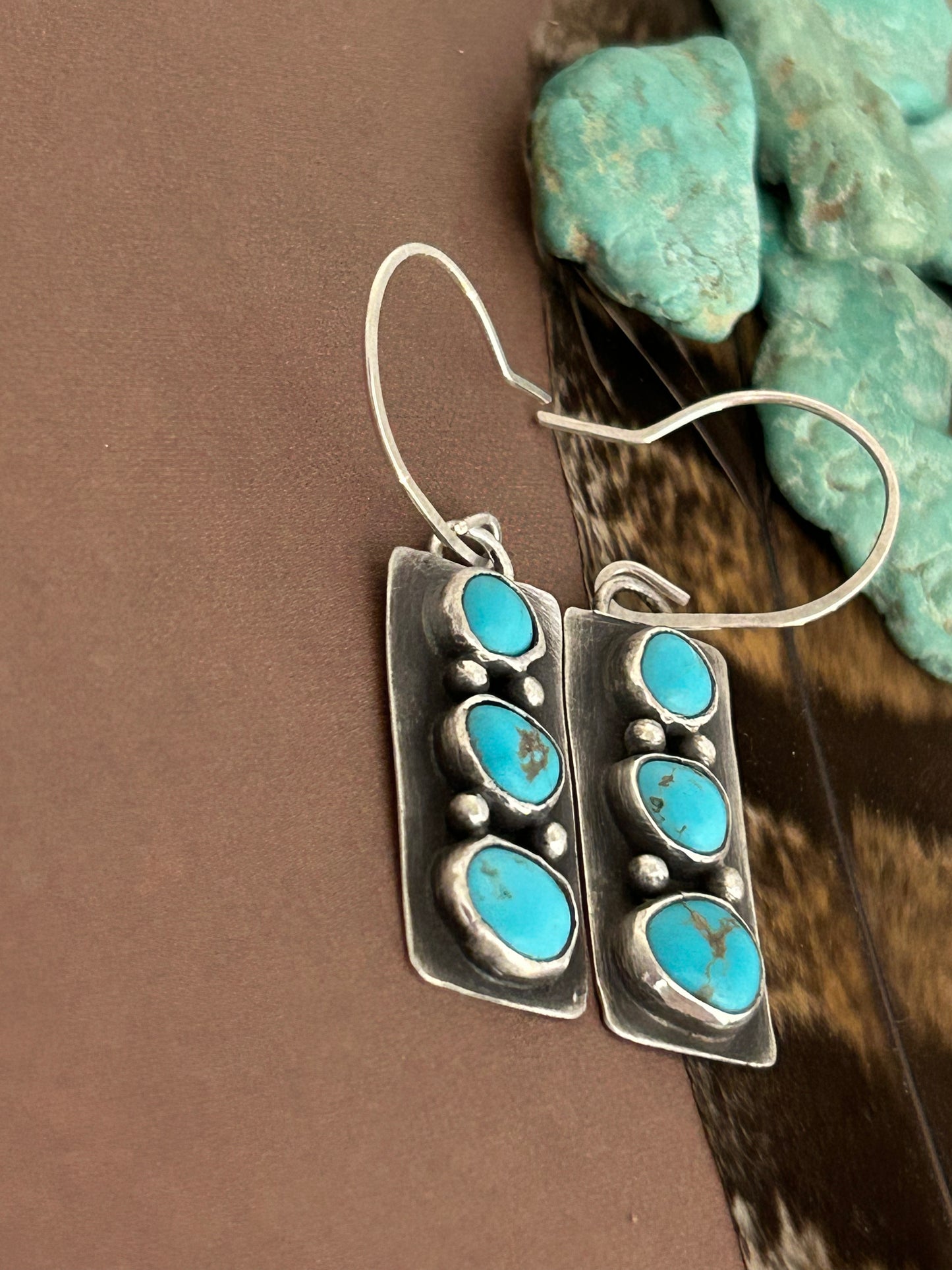 Evans Turquoise Sterling Silver Dangle Earrings