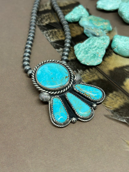 Southwestern Pendant Kingman Turquoise Sterling Silver.