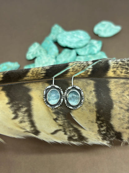 Aquamarine Gemstone Sterling Silver Dangle Earrings