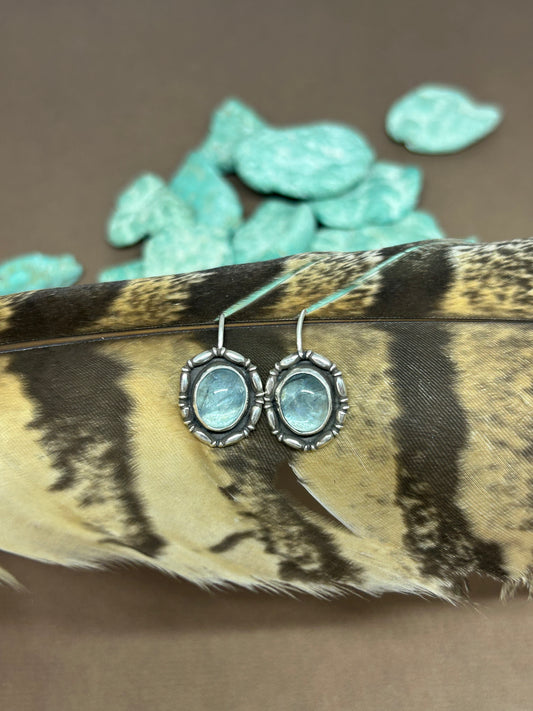 Aquamarine Gemstone Sterling Silver Dangle Earrings