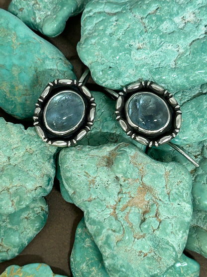 Aquamarine Gemstone Sterling Silver Dangle Earrings