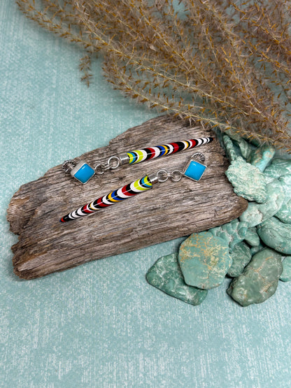 Fordite And Rare Sleeping Beauty Stud Earrings