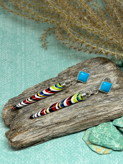 Fordite And Rare Sleeping Beauty Stud Earrings