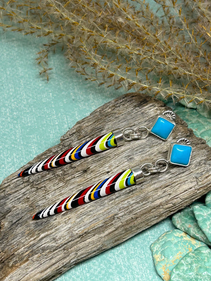 Fordite And Rare Sleeping Beauty Stud Earrings