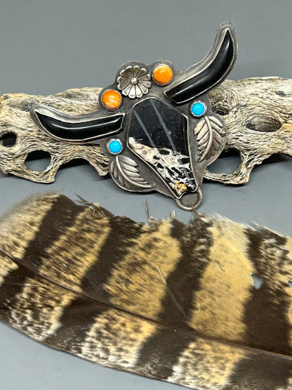 Iron Buffalo Longhorn Pendant