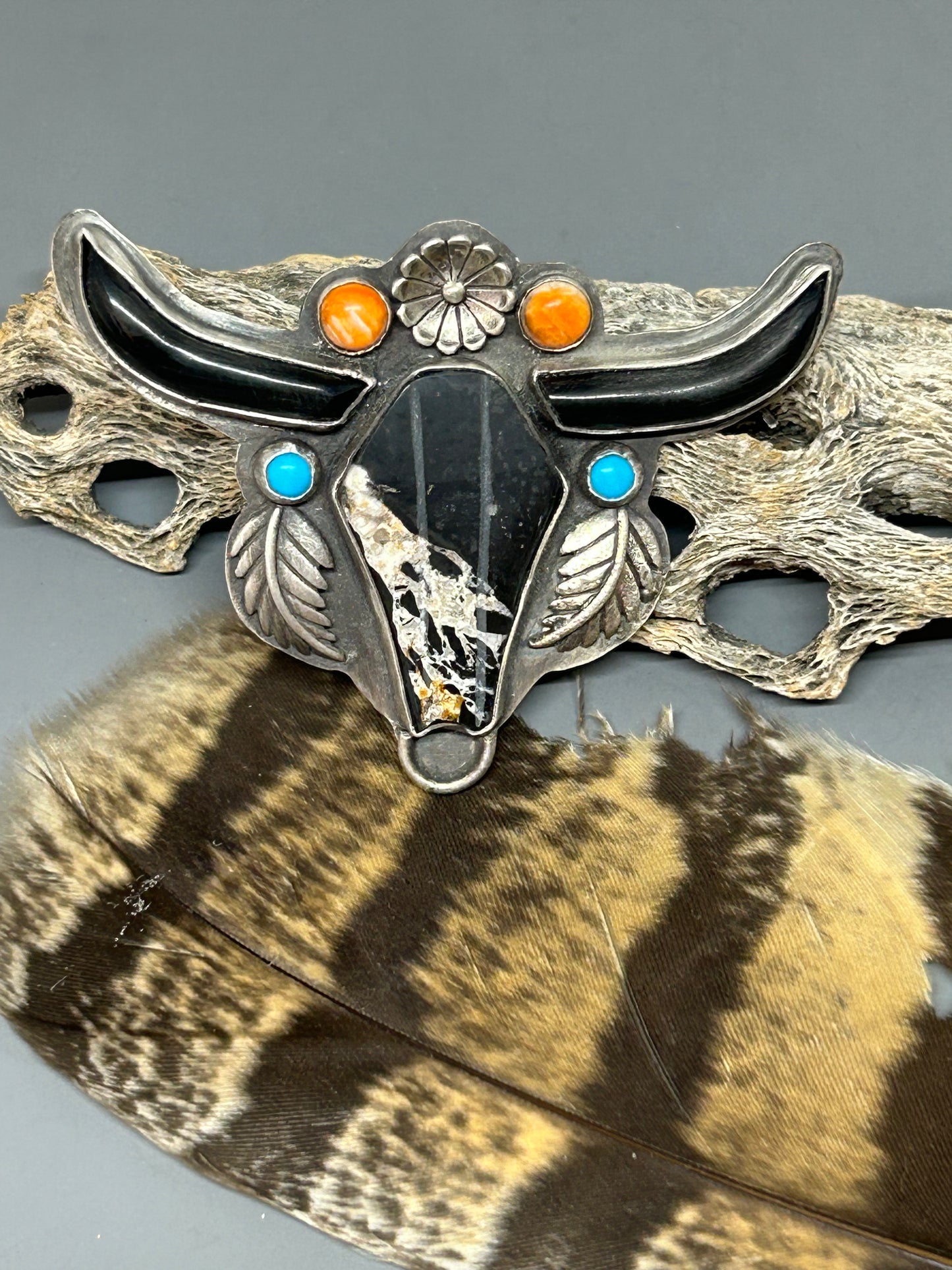 Iron Buffalo Longhorn Pendant