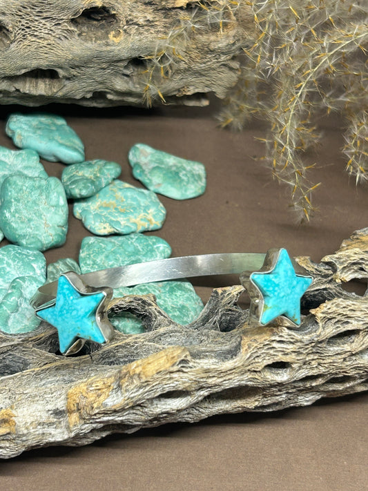 Sterling Silver Sonoran Blue Turquoise Reverse Cuff