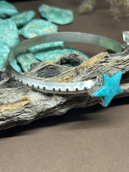 Sterling Silver Sonoran Blue Turquoise Reverse Cuff