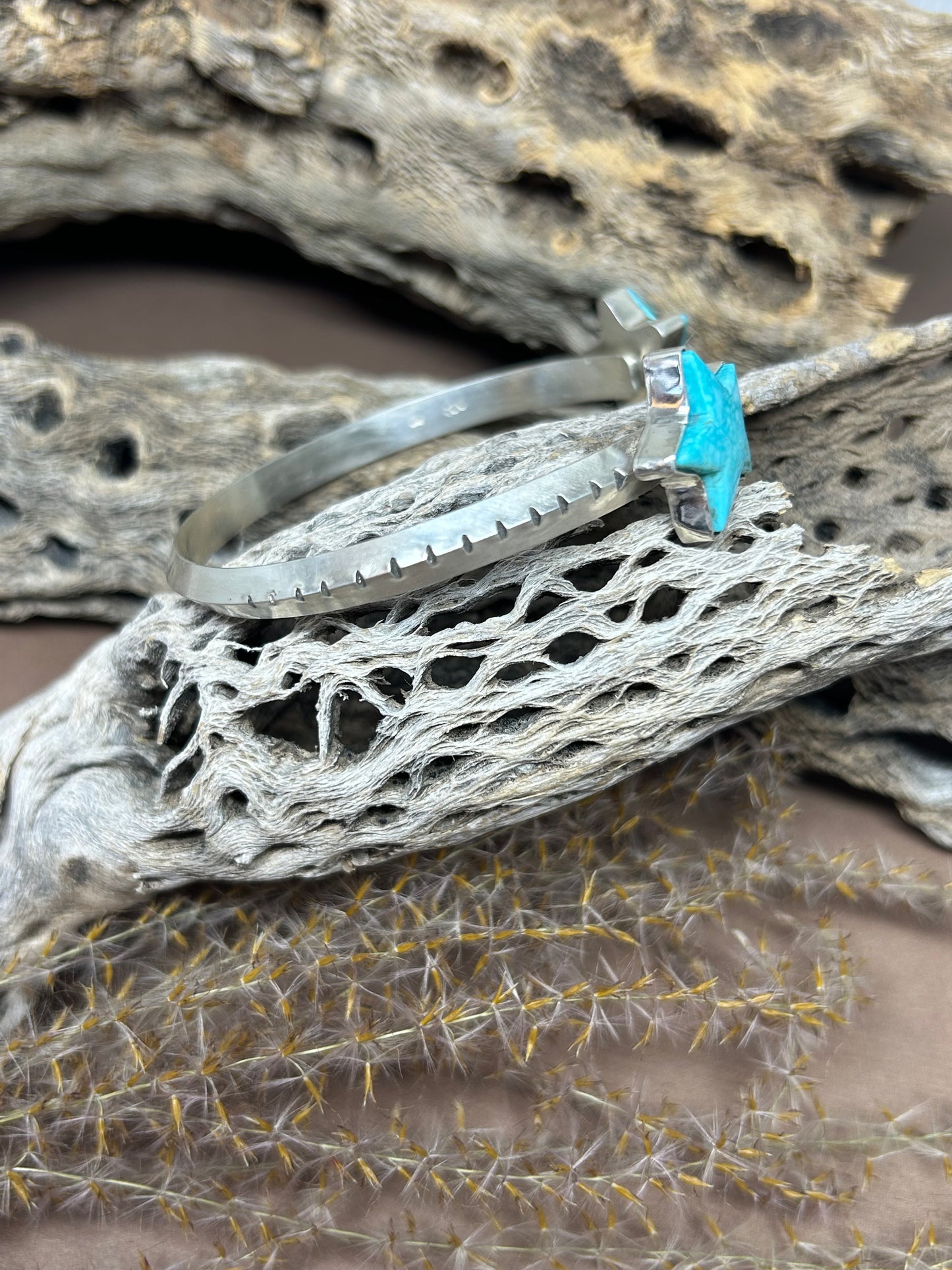 Sterling Silver Sonoran Blue Turquoise Reverse Cuff