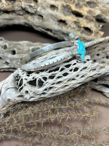 Sterling Silver Sonoran Blue Turquoise Reverse Cuff