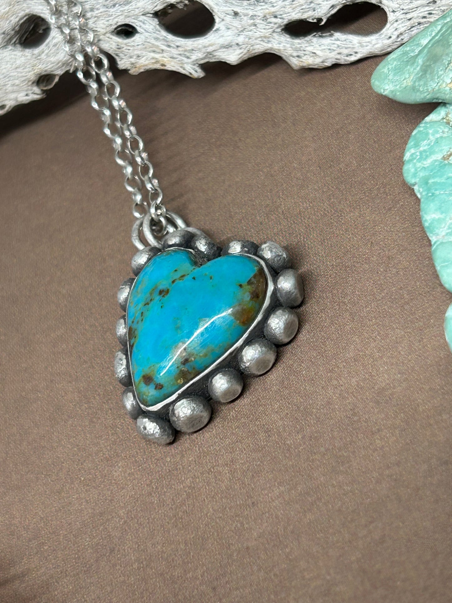 Sterling Silver Turquoise Heart Necklace