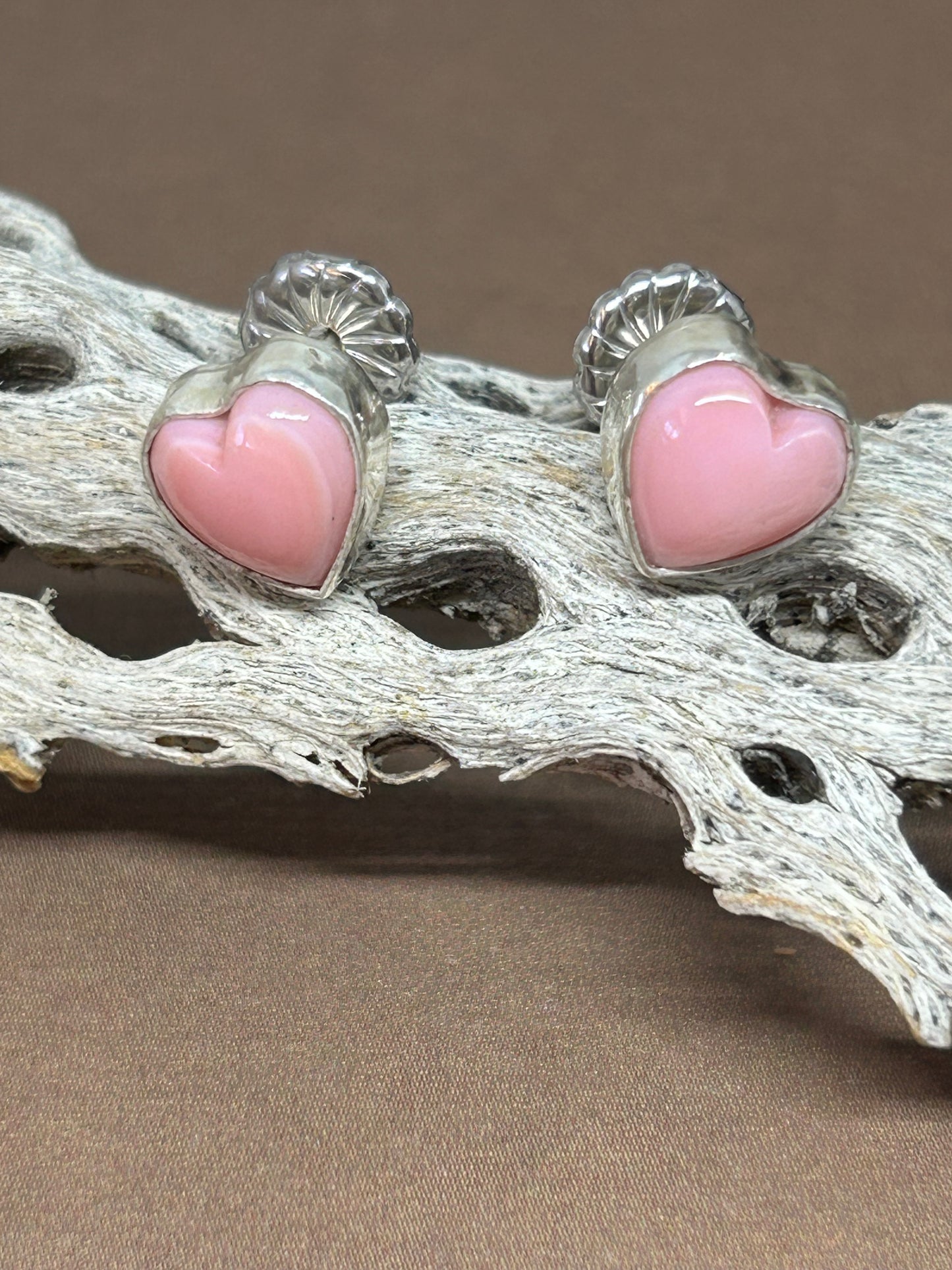 Pink Conch Heart Earrings