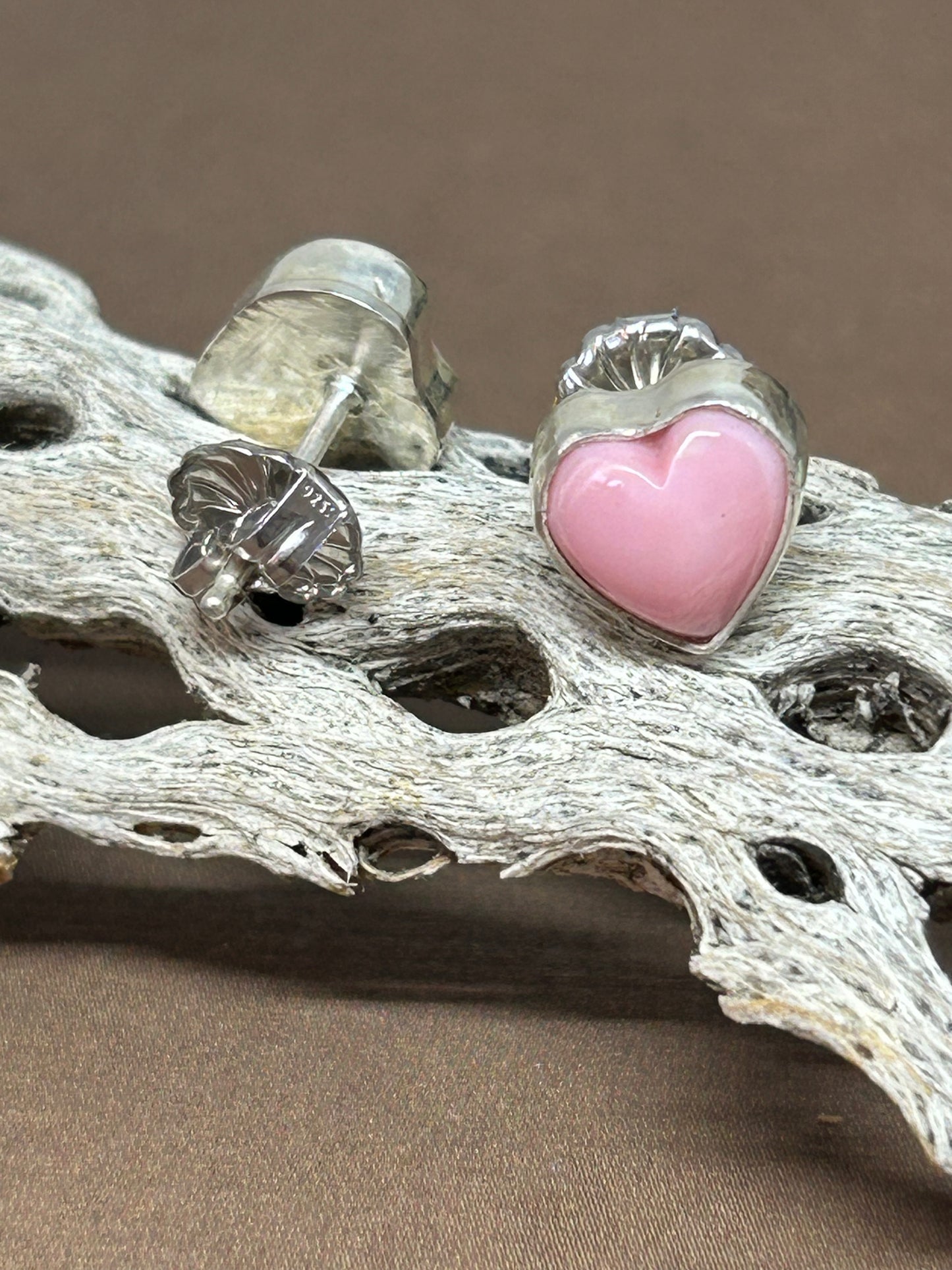 Pink Conch Heart Earrings