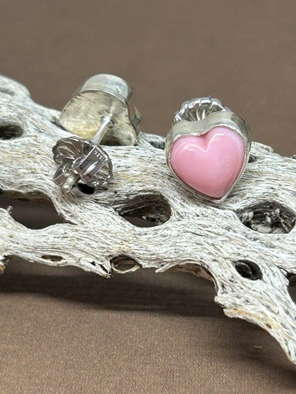 Pink Conch Heart Earrings