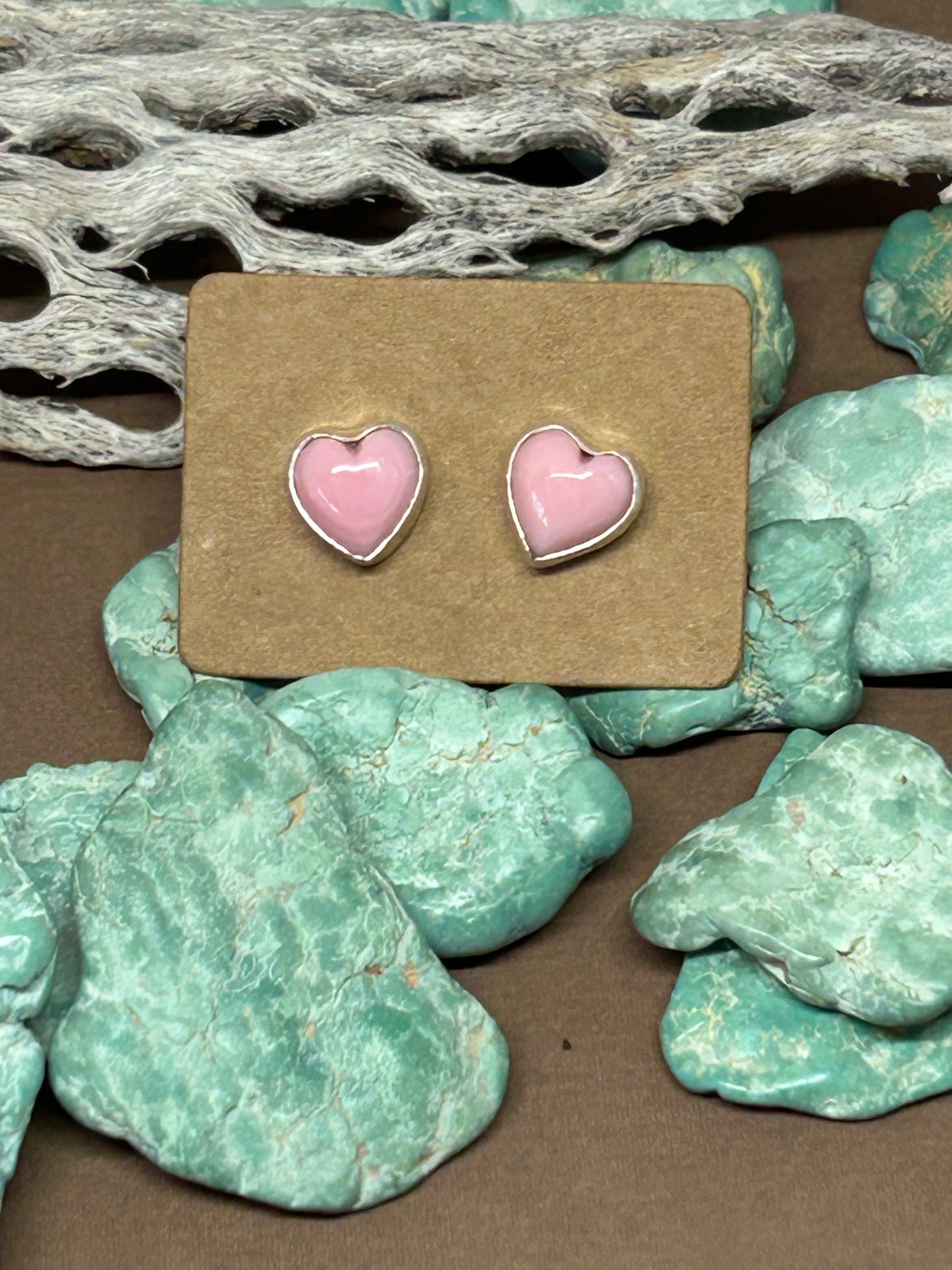 Pink Conch Heart Earrings