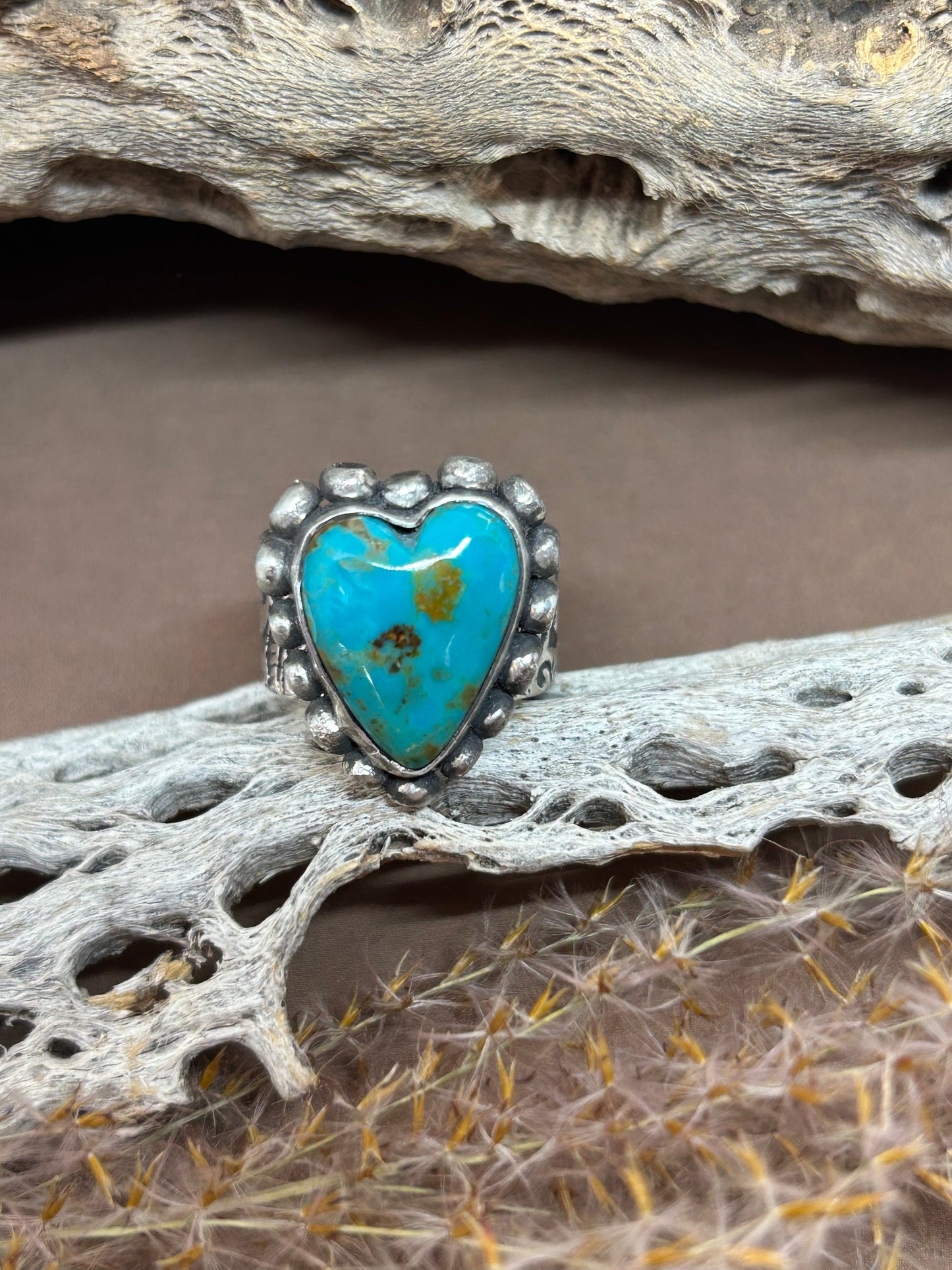 Kingman Turquoise Sterling Silver Size 8 Heart Ring
