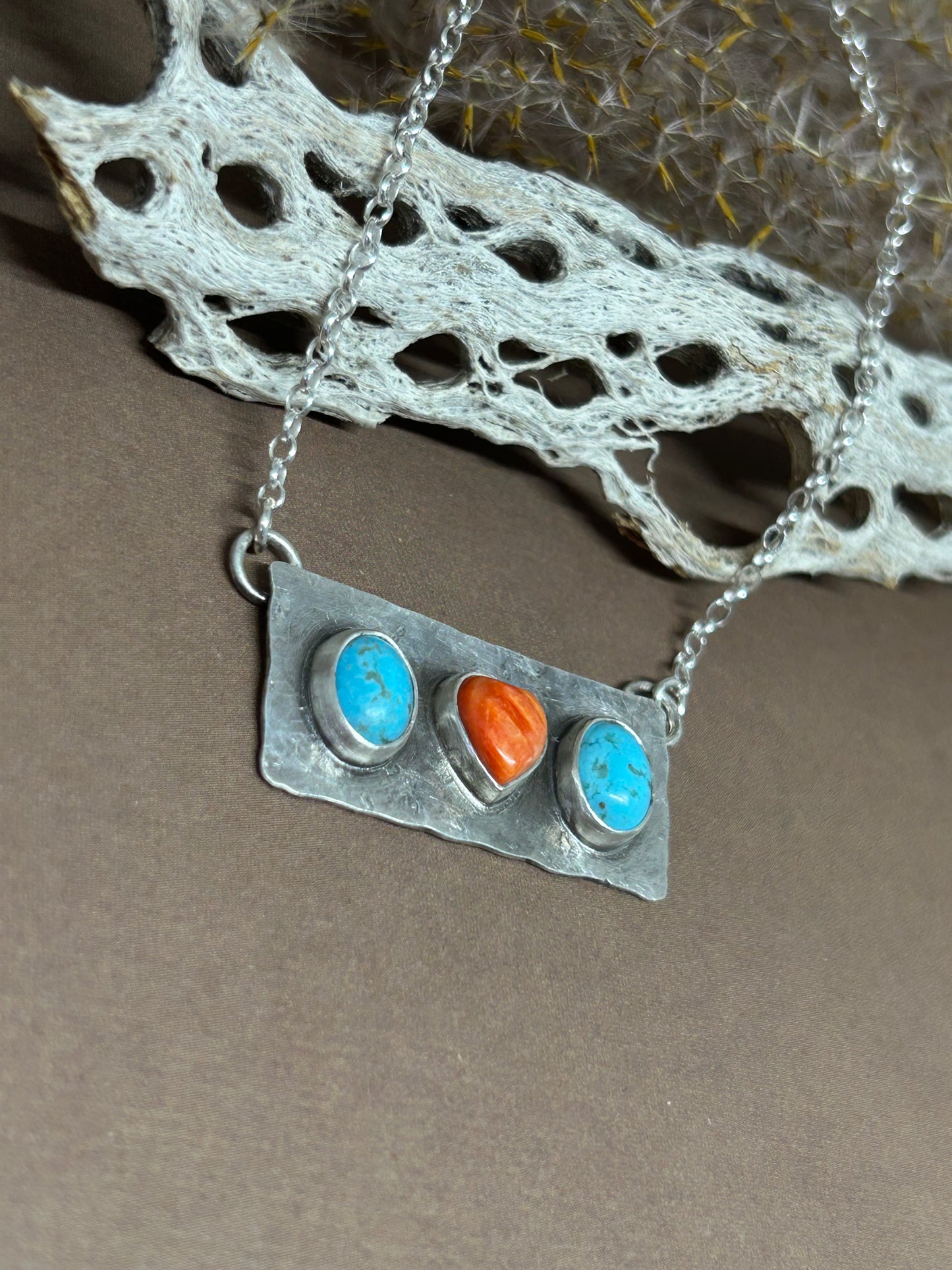 Turquoise and Spiny Oyster Shell Heart Necklace