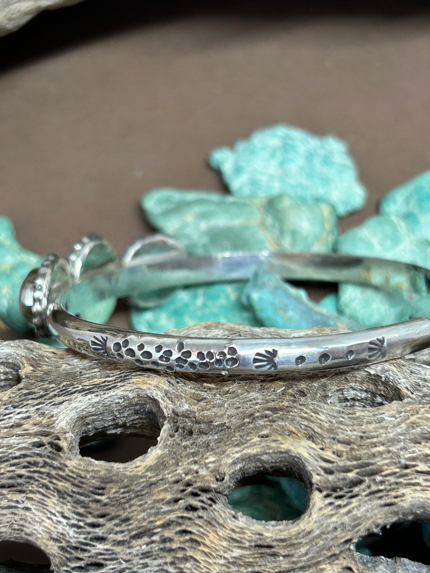 Pink Conch Shell and Kingman Turquoise Cuff