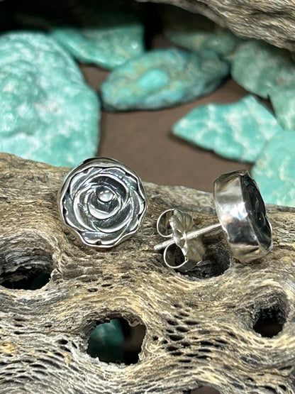 Carved Black Mother Of Pearl Stud Earrings