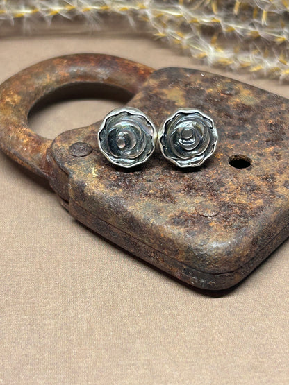 Carved Black Mother Of Pearl Stud Earrings