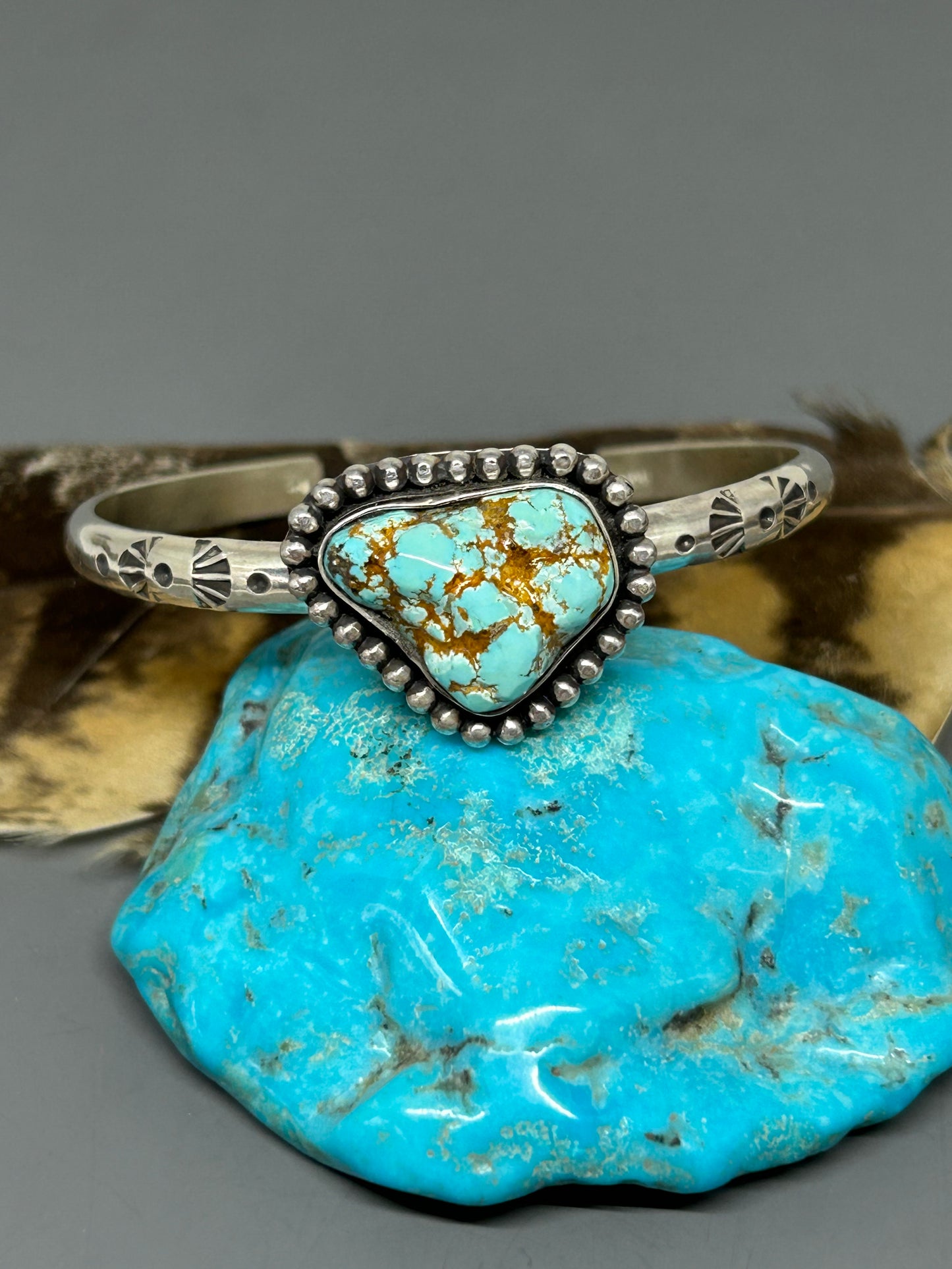 Godber Turquoise Nugget Sterling Silver Cuff Bracelet