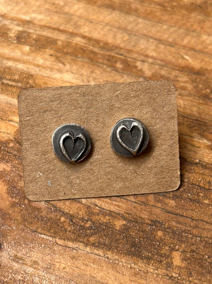 Bryson’s Valentine Heart Sterling Silver Stud Earrings Made To Order