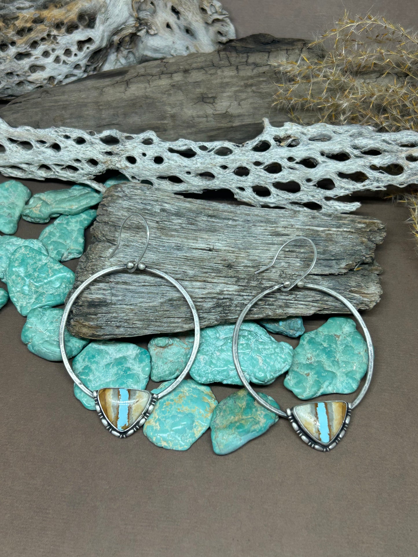 Natural Montezuma Royston Sterling Silver Hoop Earrings