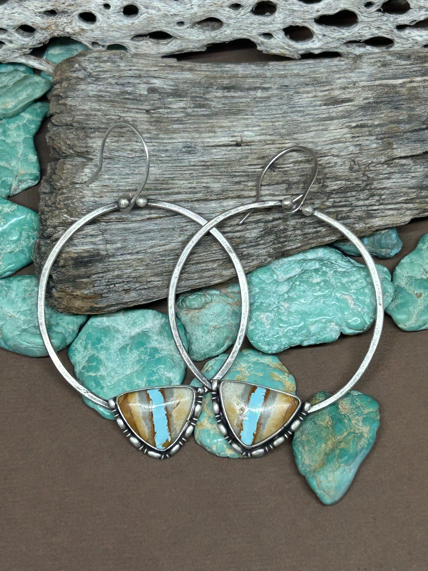 Natural Montezuma Royston Sterling Silver Hoop Earrings