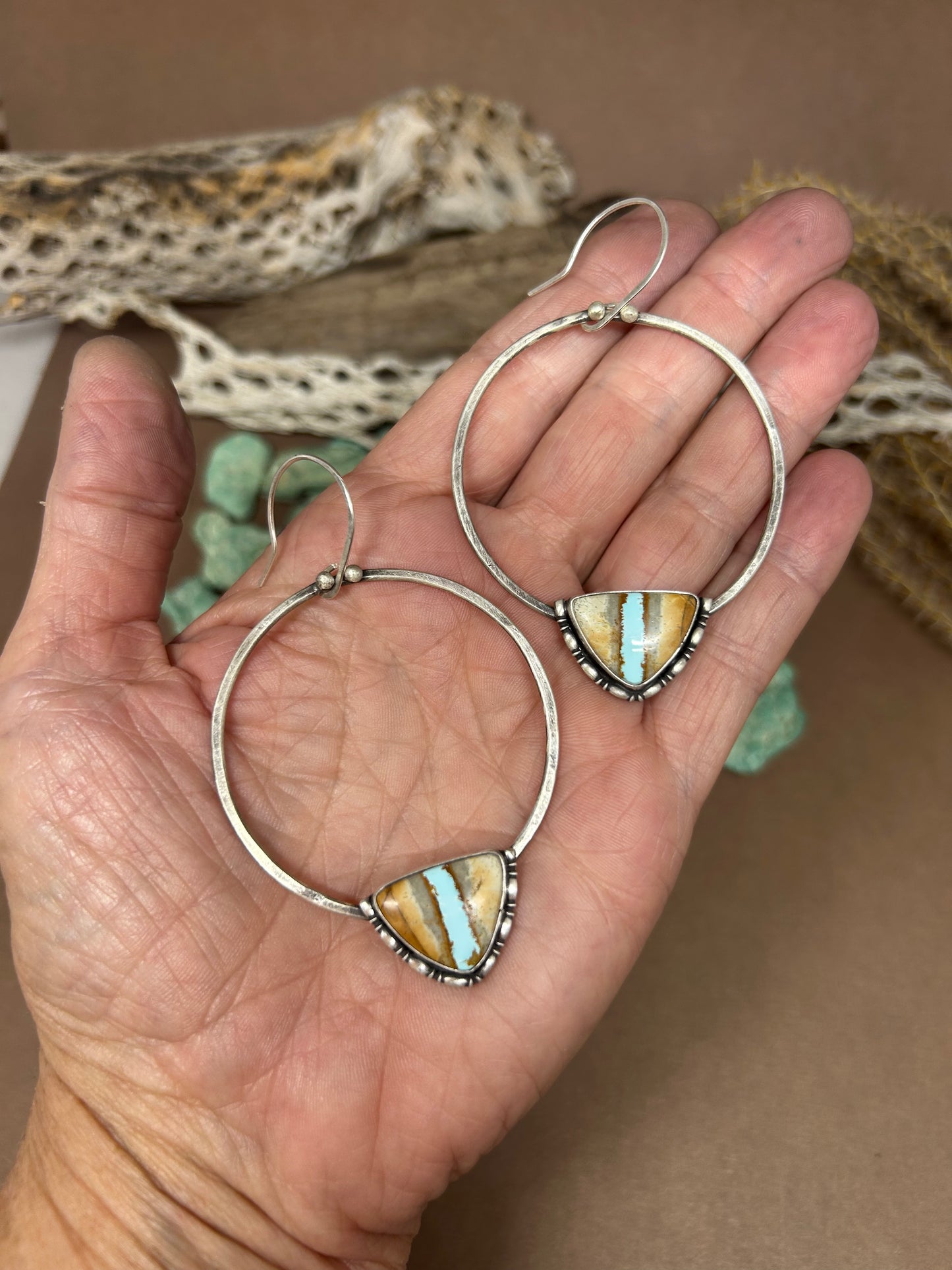 Natural Montezuma Royston Sterling Silver Hoop Earrings