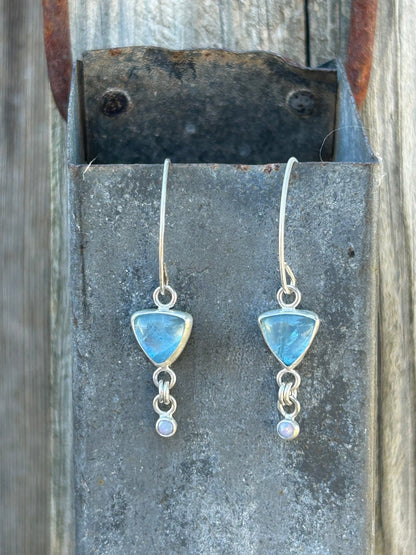 Aquamarine and Opal Sterling Silver Dangle Earrings - Taylor Made Silver