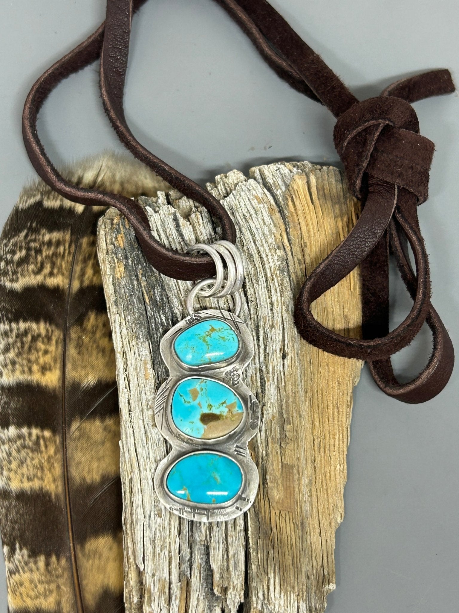 Cairn Tuff Gurlz Royston Turquoise Leather Necklace 1 - Taylor Made Silver