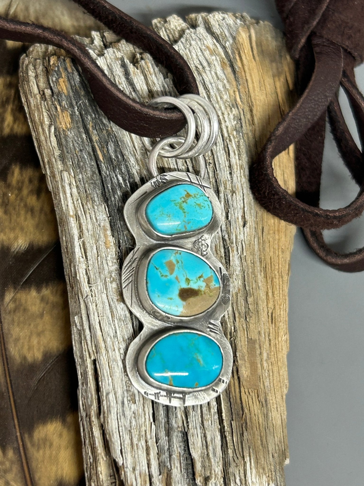 Cairn Tuff Gurlz Royston Turquoise Leather Necklace 1 - Taylor Made Silver