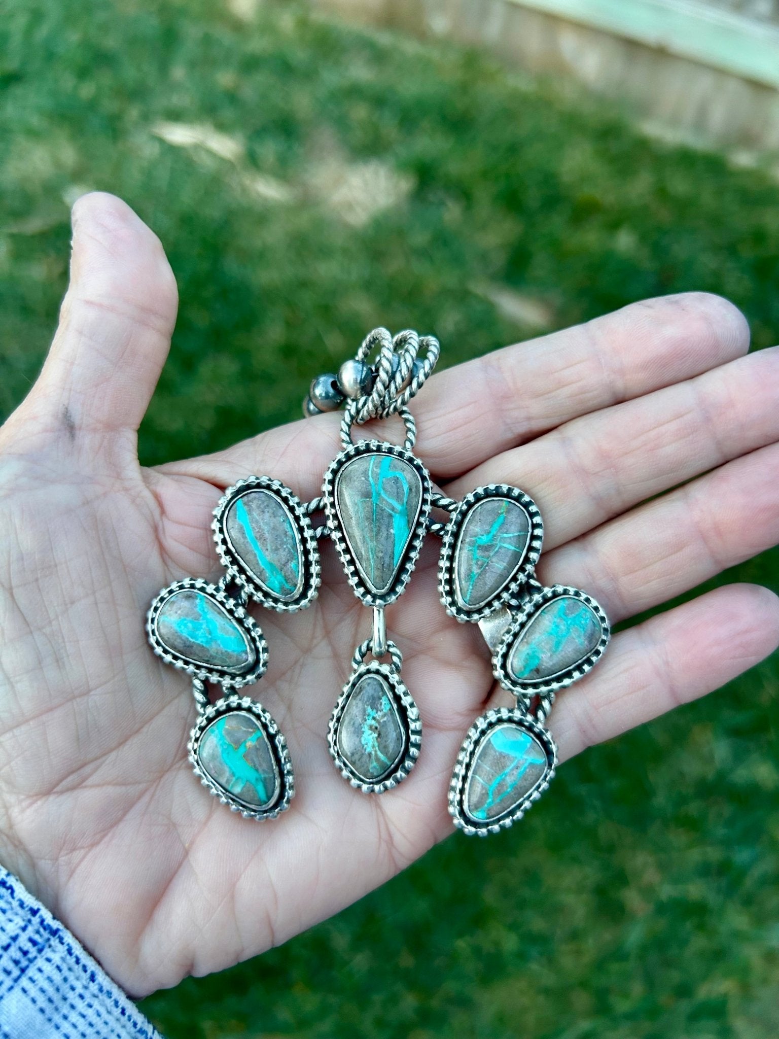 Carico Lake Turquoise Sterling Silver Naja Pendant - Taylor Made Silver