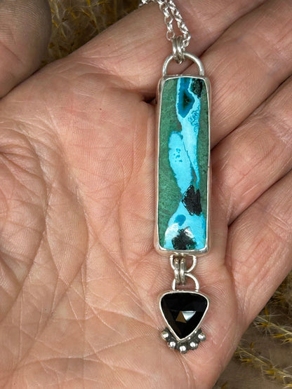 Chrysocolla Malachite Tenorite And Black Onyx Necklace - Taylor Made Silver