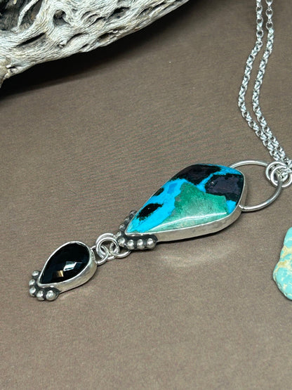 Chrysocolla Malachite Tenorite Black Onyx Necklace - Taylor Made Silver