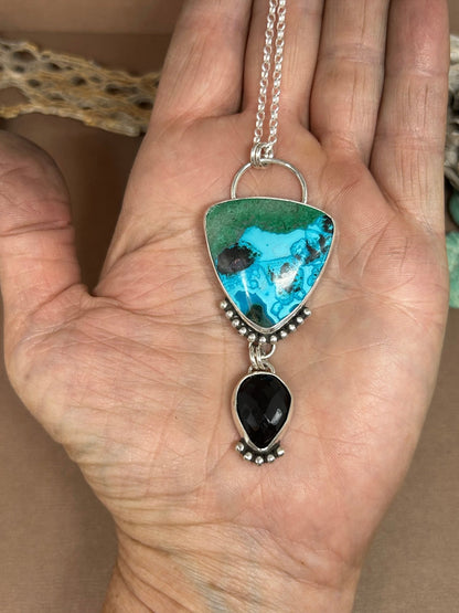 Chrysocolla Tenorite Malachite Black Onyx Necklace - Taylor Made Silver